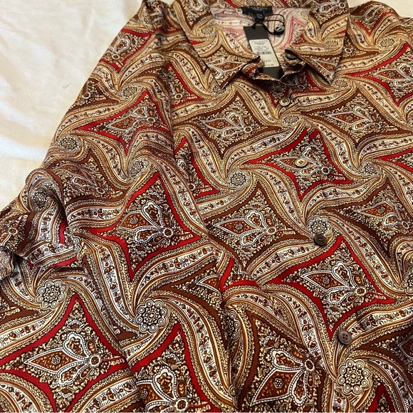 Talbots Paisley Blouse - Red and Brown - Picture 5 of 14
